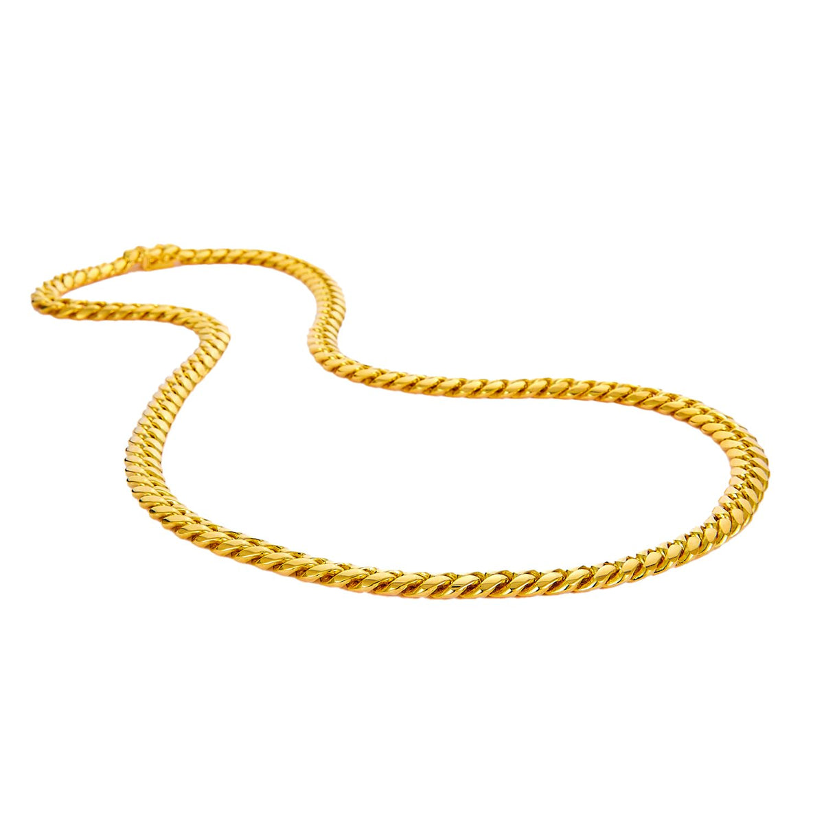 14k Yellow Gold Solid Cuban Curb Chain Necklace N6718