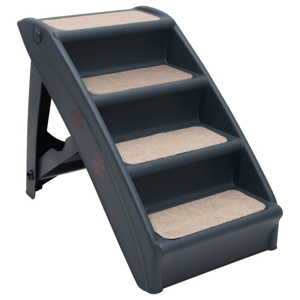 Folding 4-Step Dog Stairs Dark Gray M8381