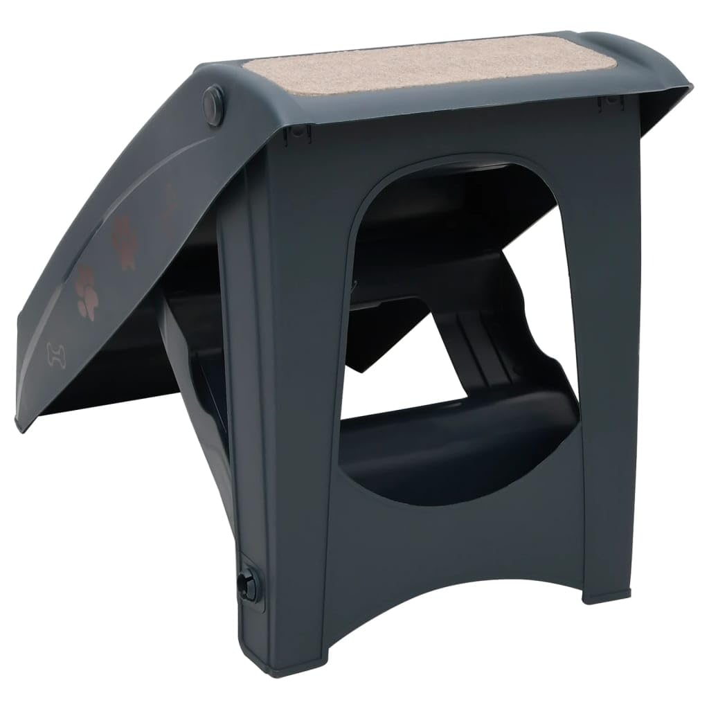 Folding 4-Step Dog Stairs Dark Gray M8381