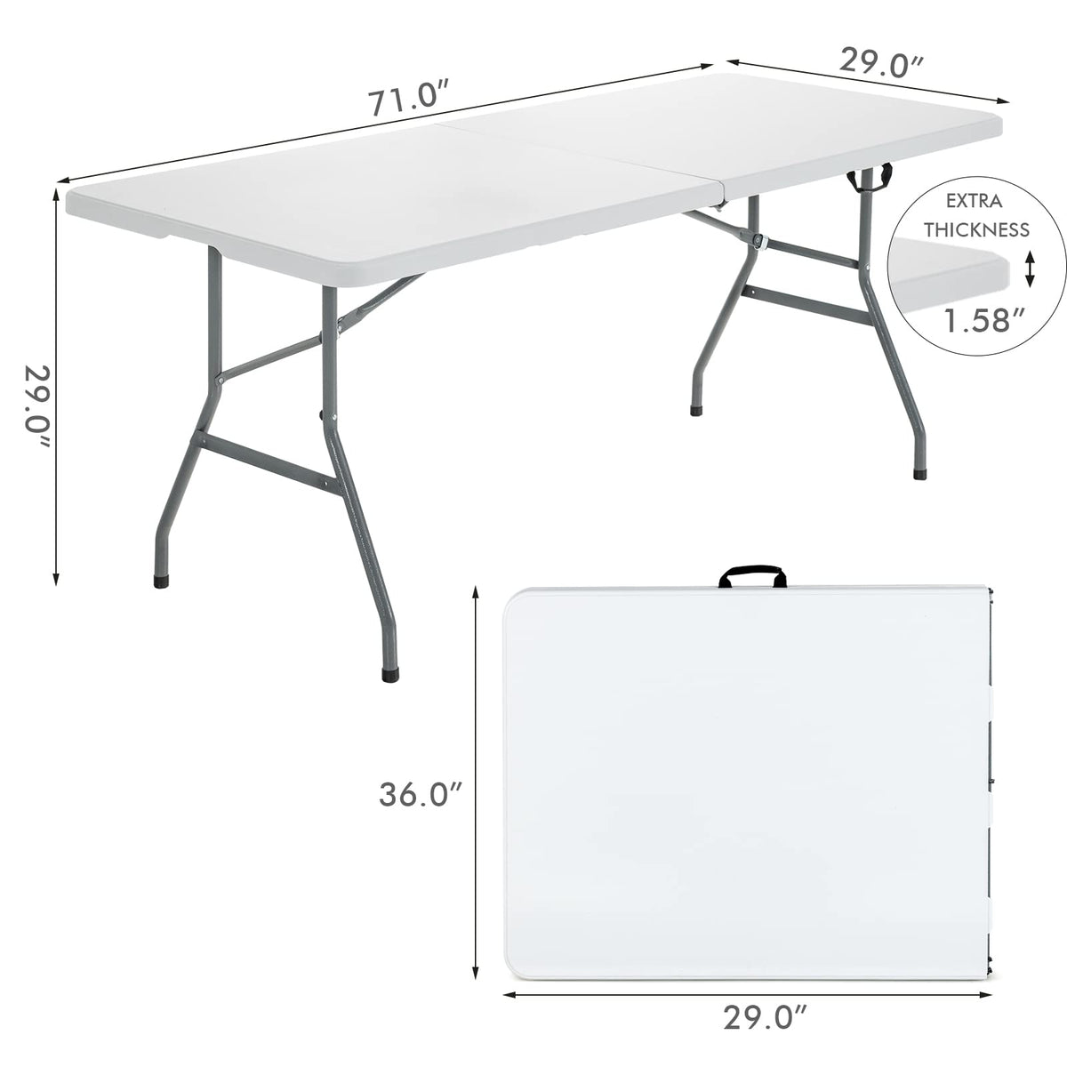 6ft White Folding Table V201165