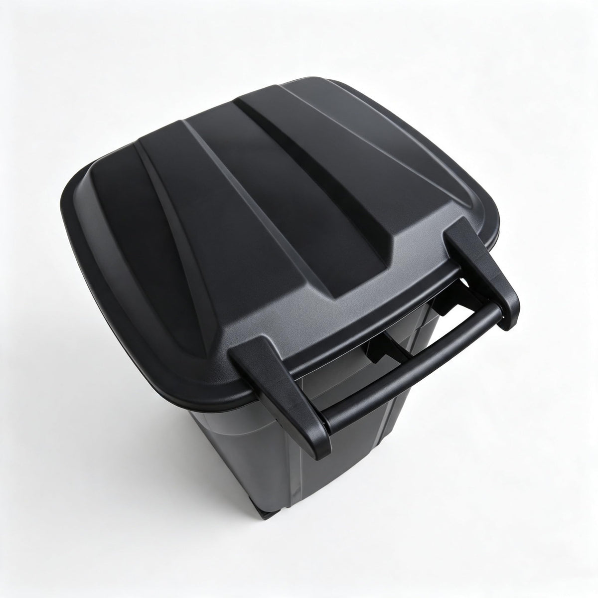 32 Gallon Black Plastic Wheeled Trash Can with Lid P281