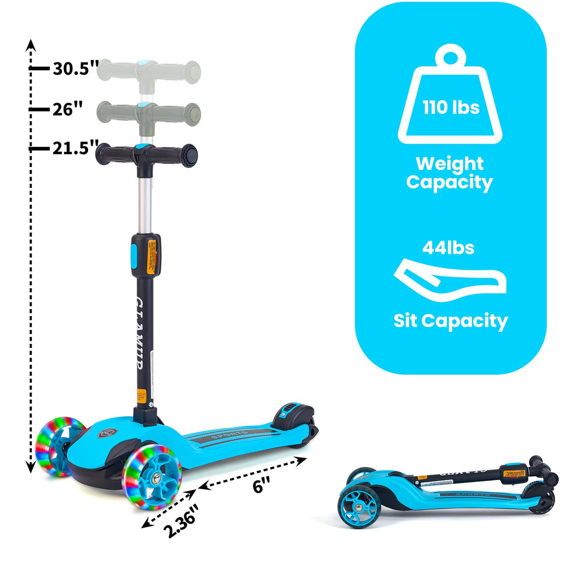 2-in-1 Folding 3 Wheel Kick Scooter G8837