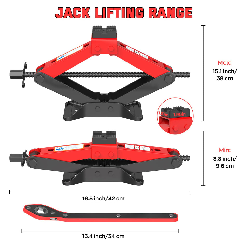 3 Ton Heavy Duty Scissor Jack with Ratchet Wrench U478255