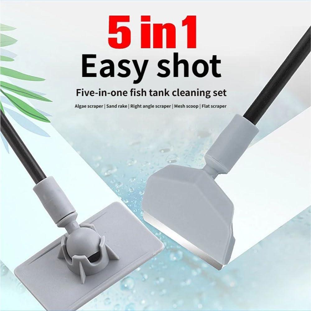 5 in 1 Aquarium Cleaning Tool Kit with Extension Handle H7006