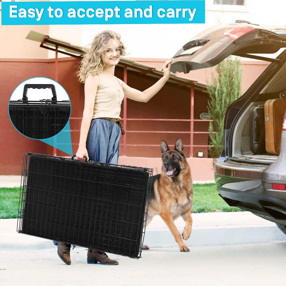 48 Inch Double-Door Dog Crate with Tray & Divider X861