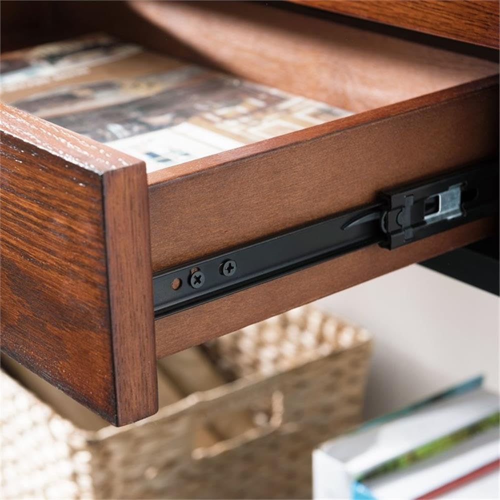 Industrial Wood Console Table with 2 Drawers and Storage Shelf N671