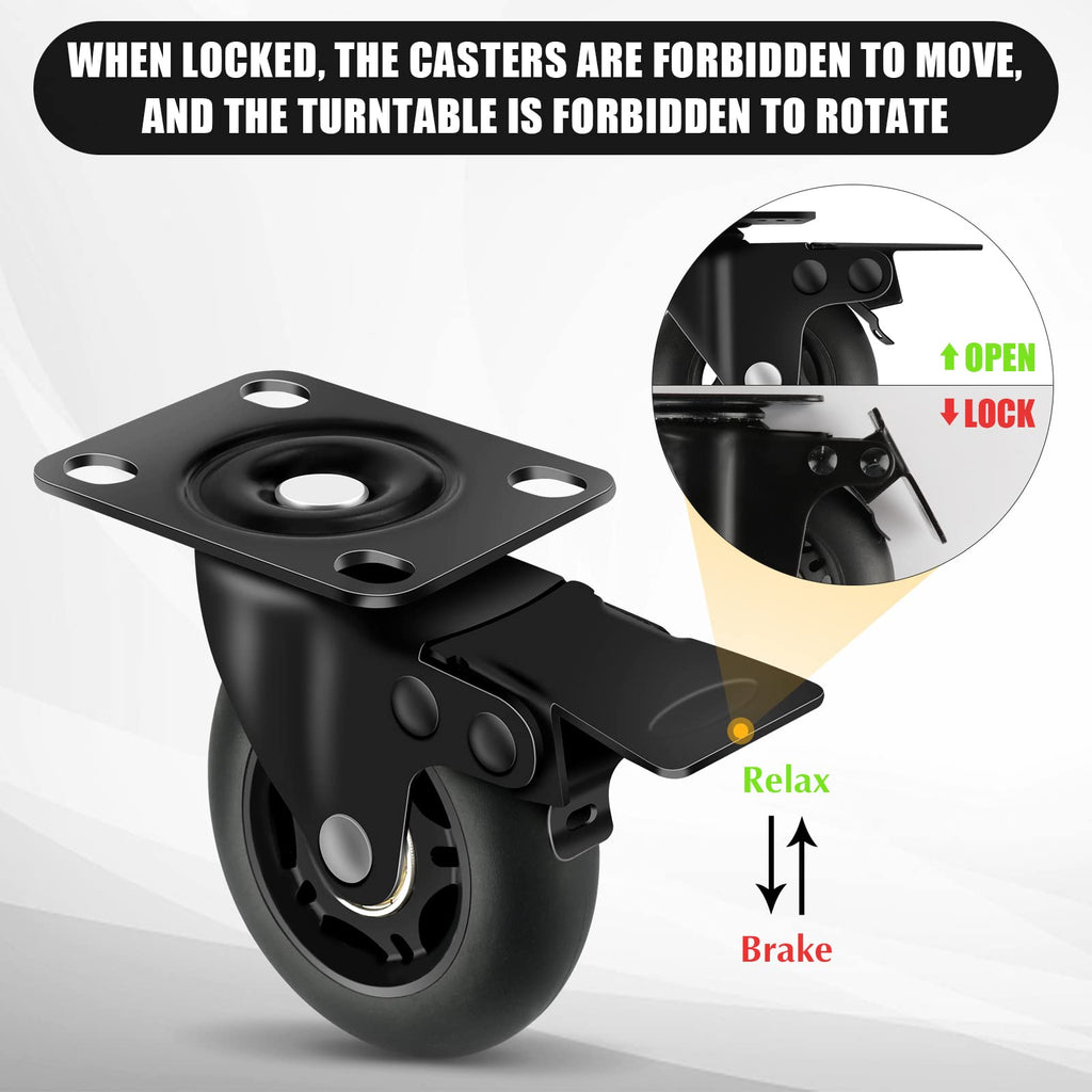 3” Lock Casters Set of 4 Heavy Duty I5326