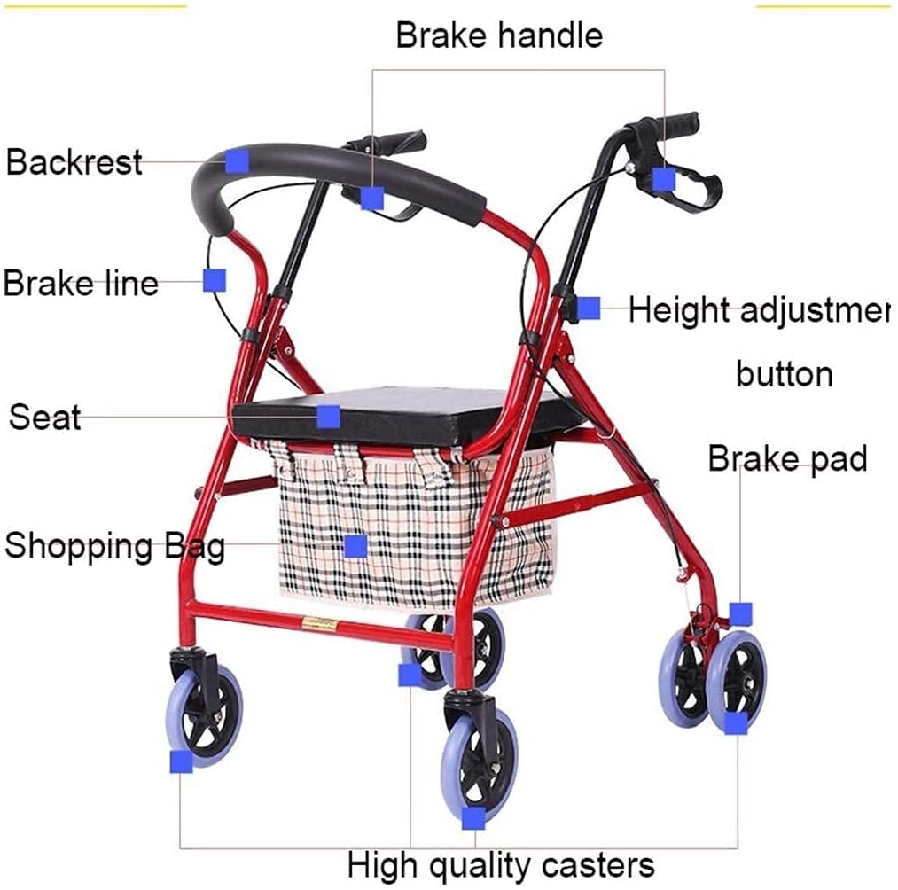 Compact Folding Rolling Walker with Padded Seat and Carry Bag F932781