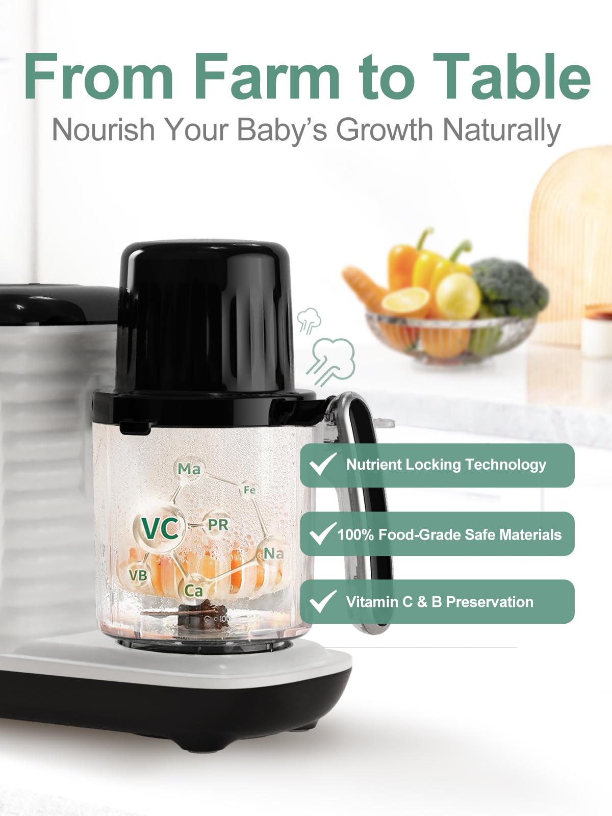 Baby Food Maker with Dual-Layer Steam Basket W439795