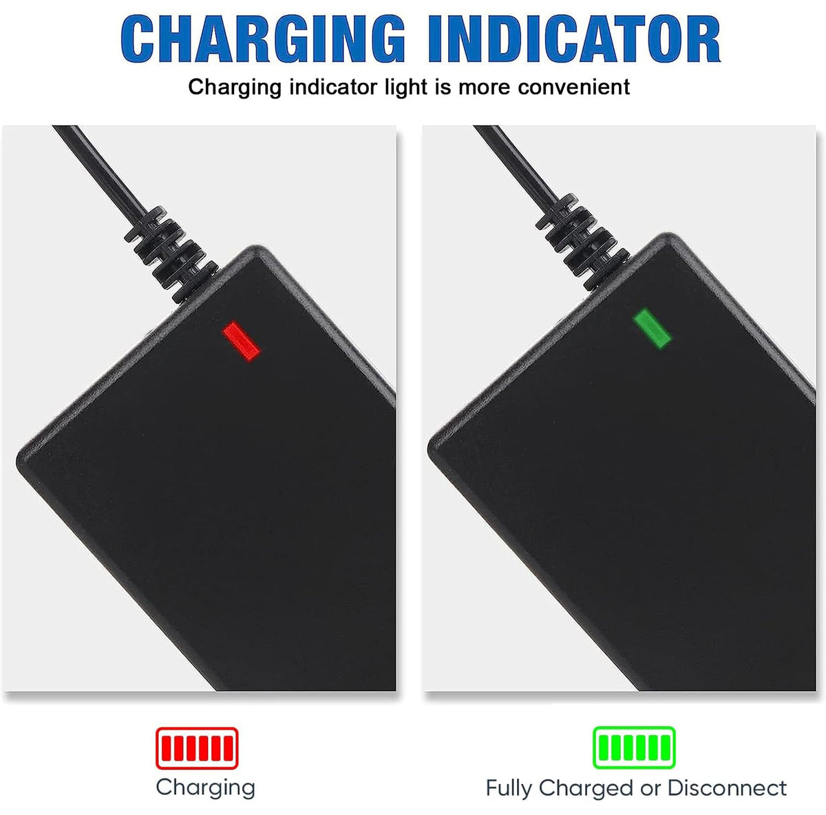 42V 2A Charger for 36V Lithium Battery, 5.5mm x 2.5mm and 8mm 3 Prong Connector V6952