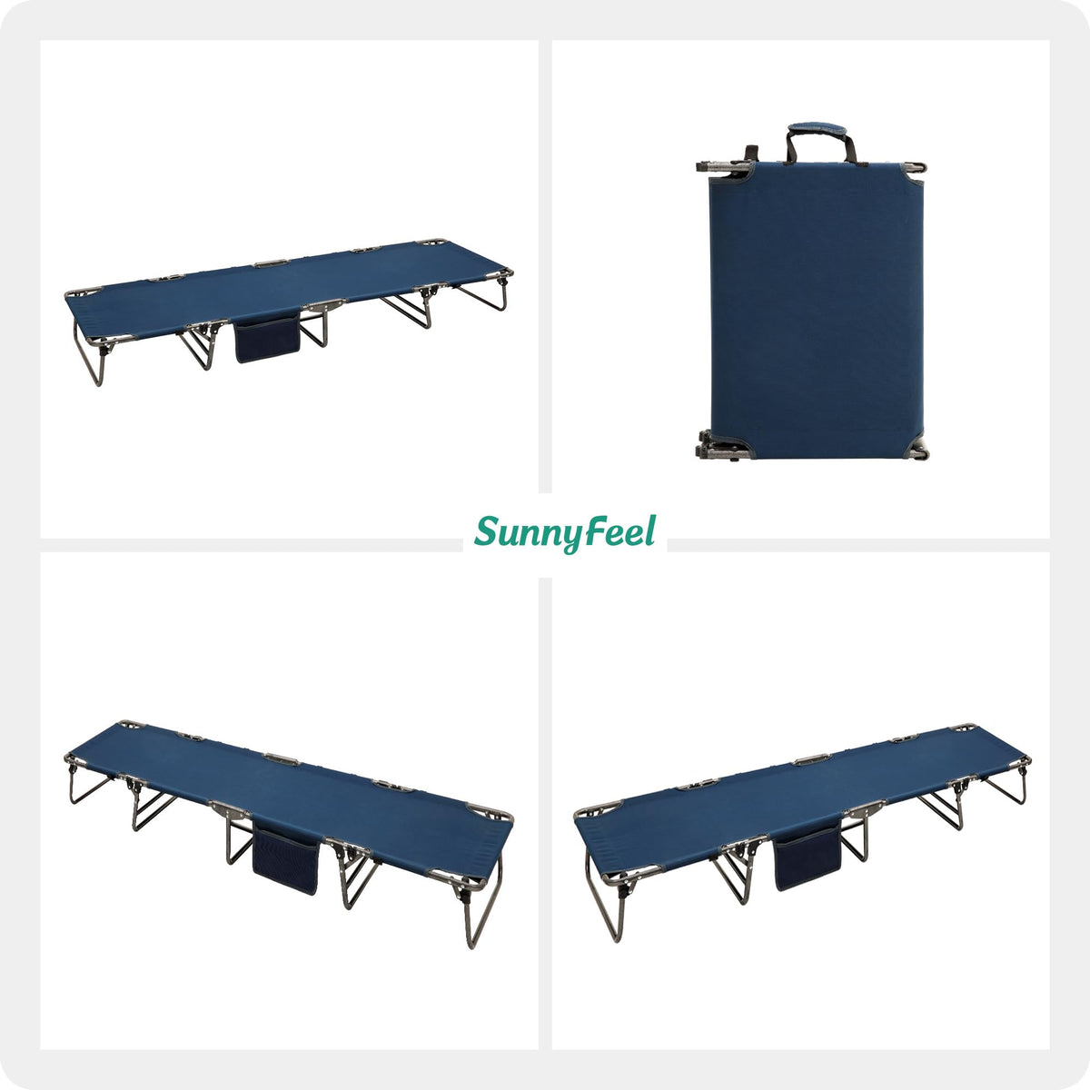 Portable Folding Camping Cot with Pillow Blue 2PC B369