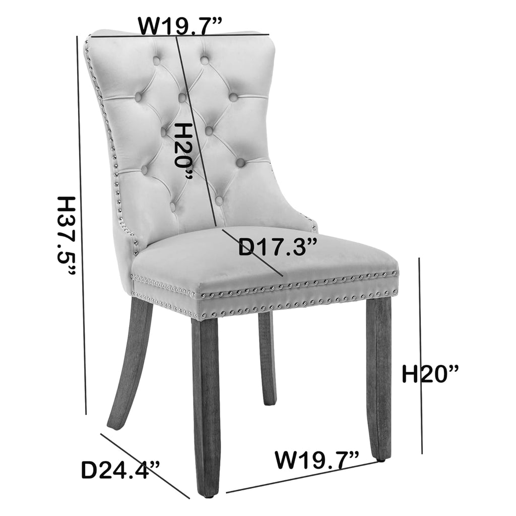 PU and Velvet Upholstered Dining Chairs with Solid Wood Legs Q68908