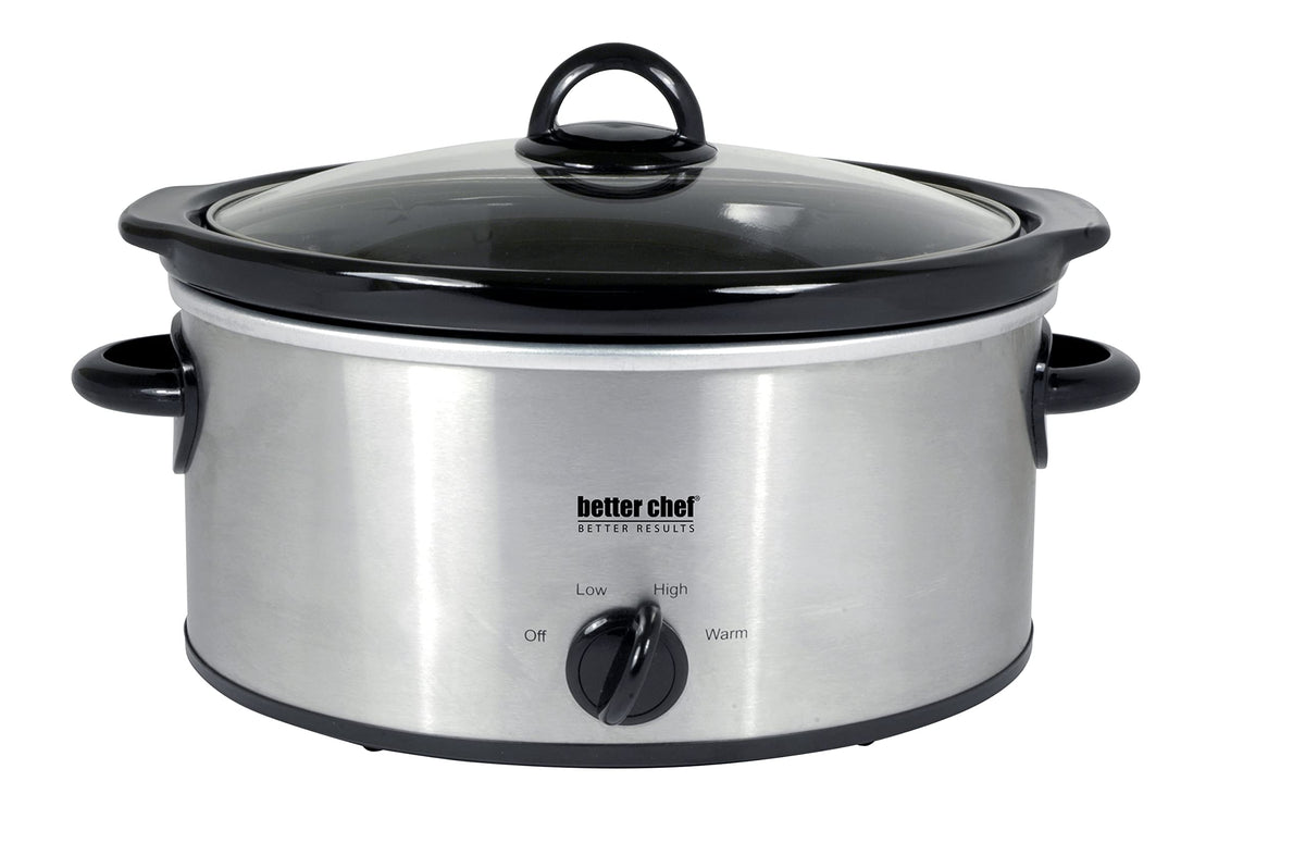 Oval Slow Cooker with Glass Lid and Enamel Stoneware Insert 4-Quart D86378