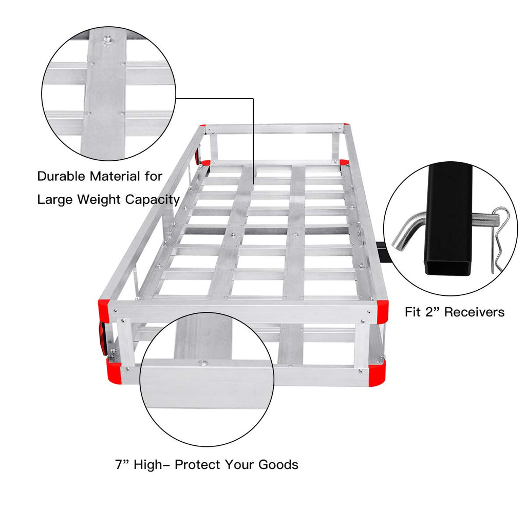 Aluminum Hitch Cargo Carrier 60” x 22” x 7” T66535