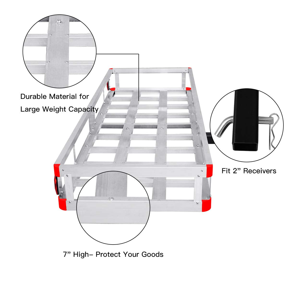 Aluminum Hitch Cargo Carrier 60” x 22” x 7” T66535
