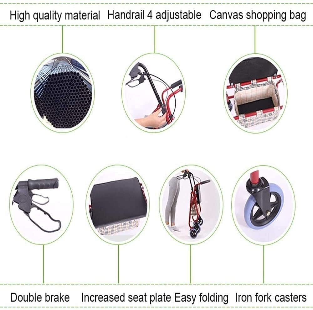 Compact Folding Rolling Walker with Padded Seat and Carry Bag F932781