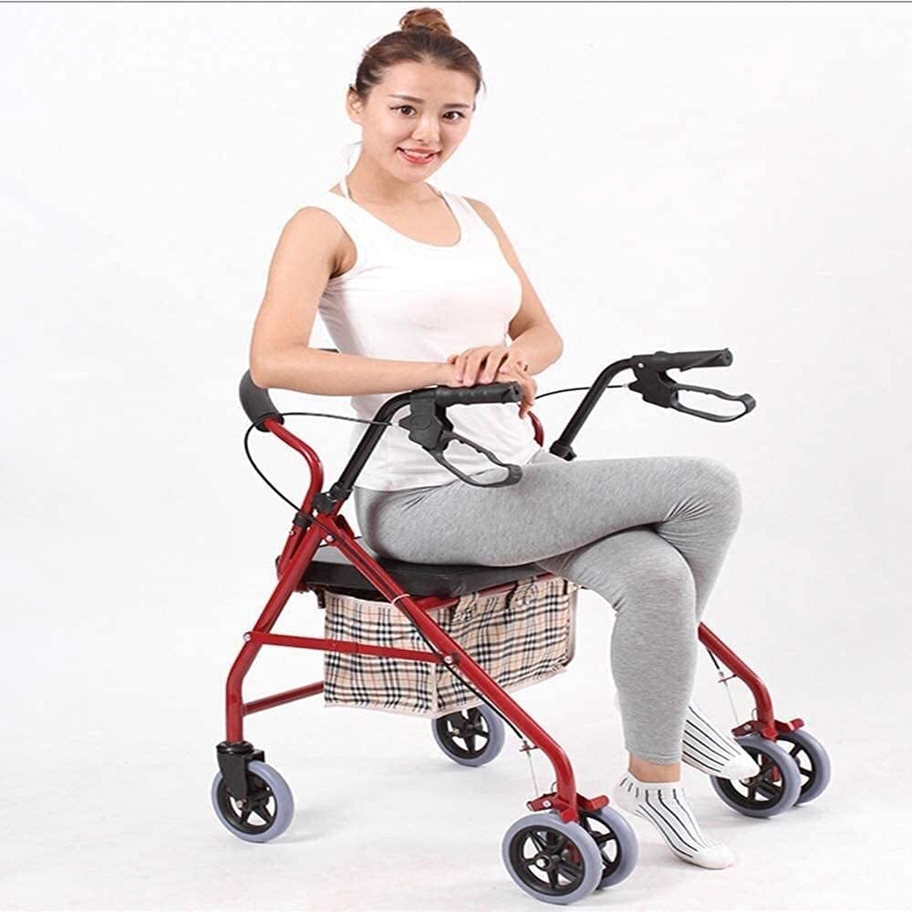 Compact Folding Rolling Walker with Padded Seat and Carry Bag F932781