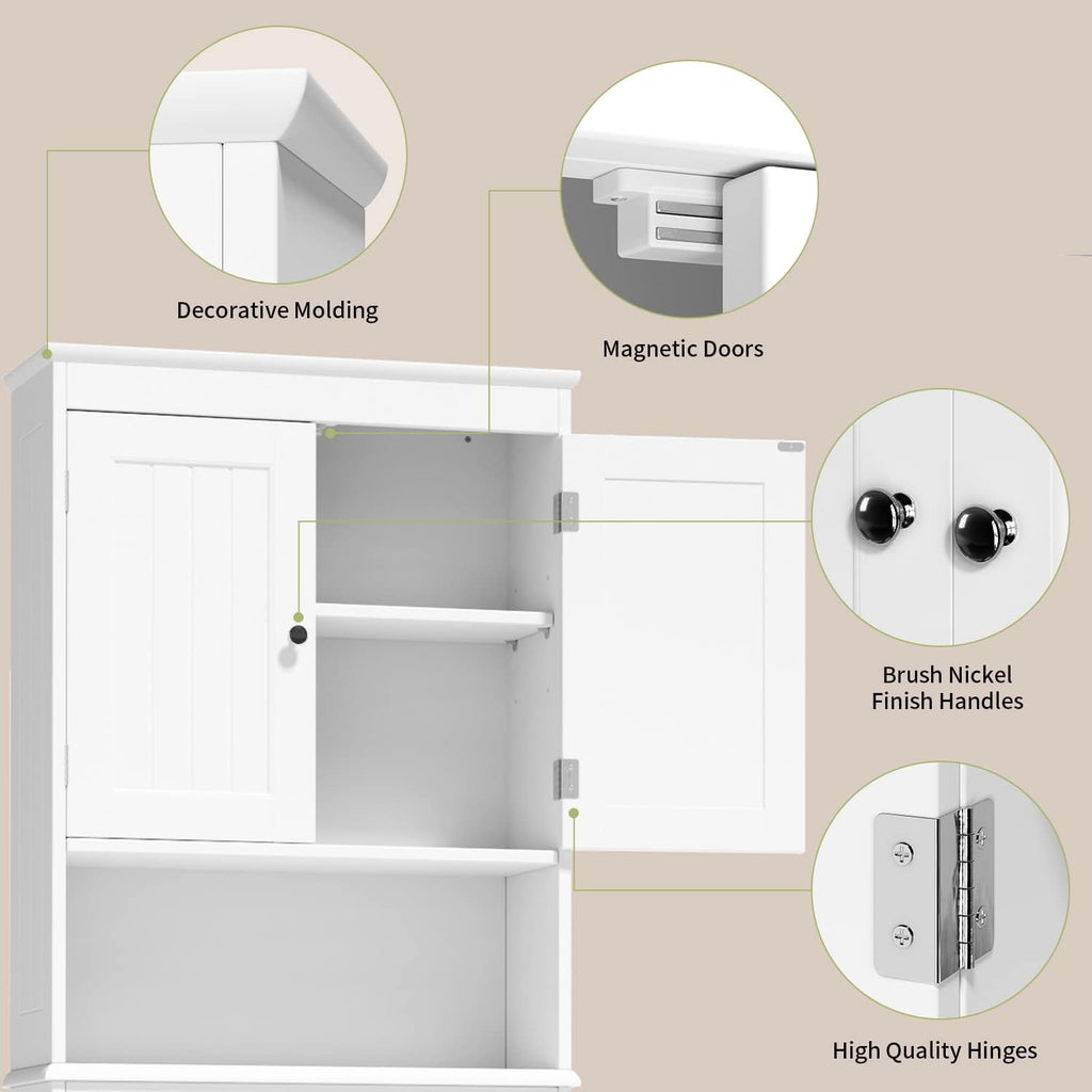 Over the Toilet Storage Cabinet with Adjustable Shelf, White U7644