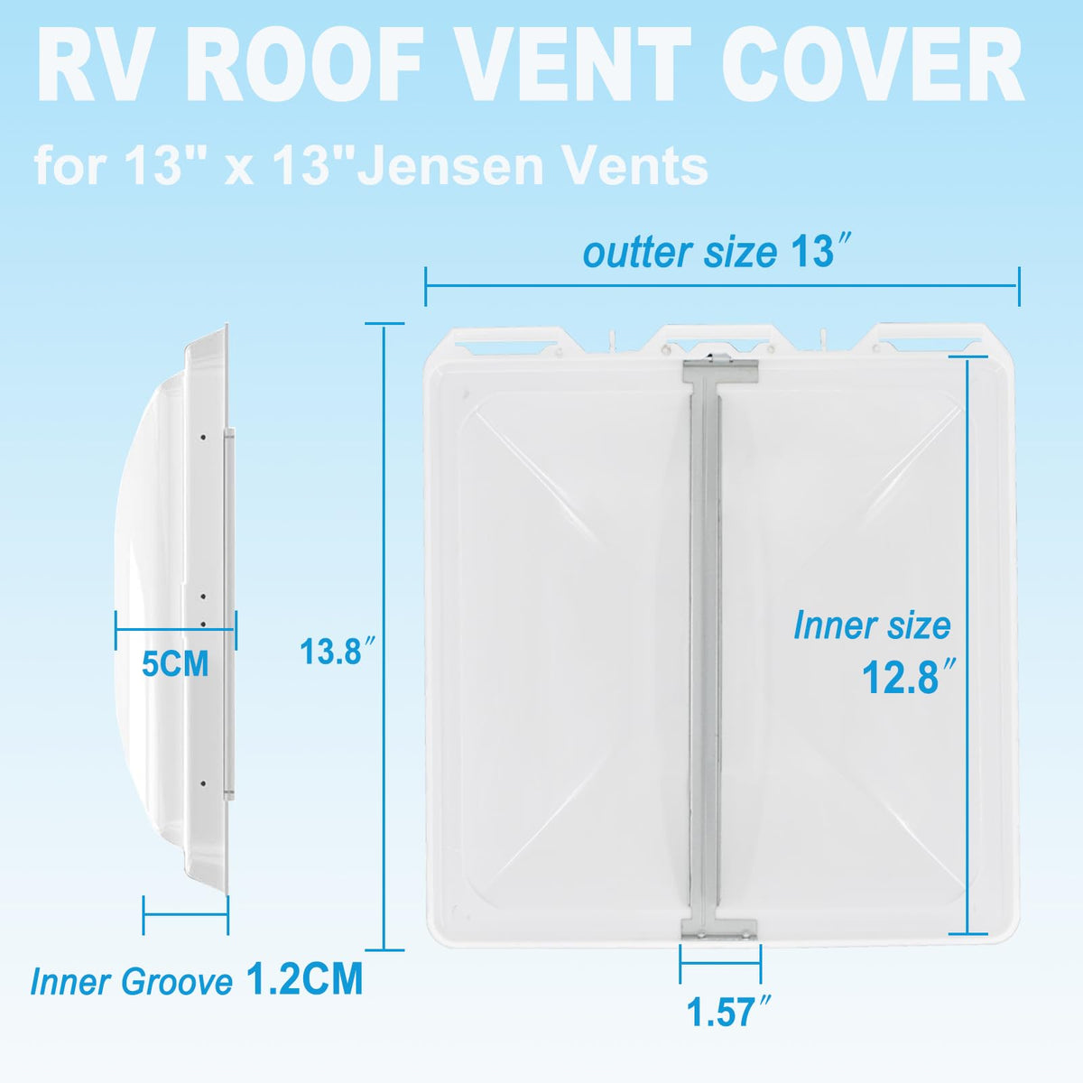 White 13" x 13" RV Roof Vent Cover Replacement V74220