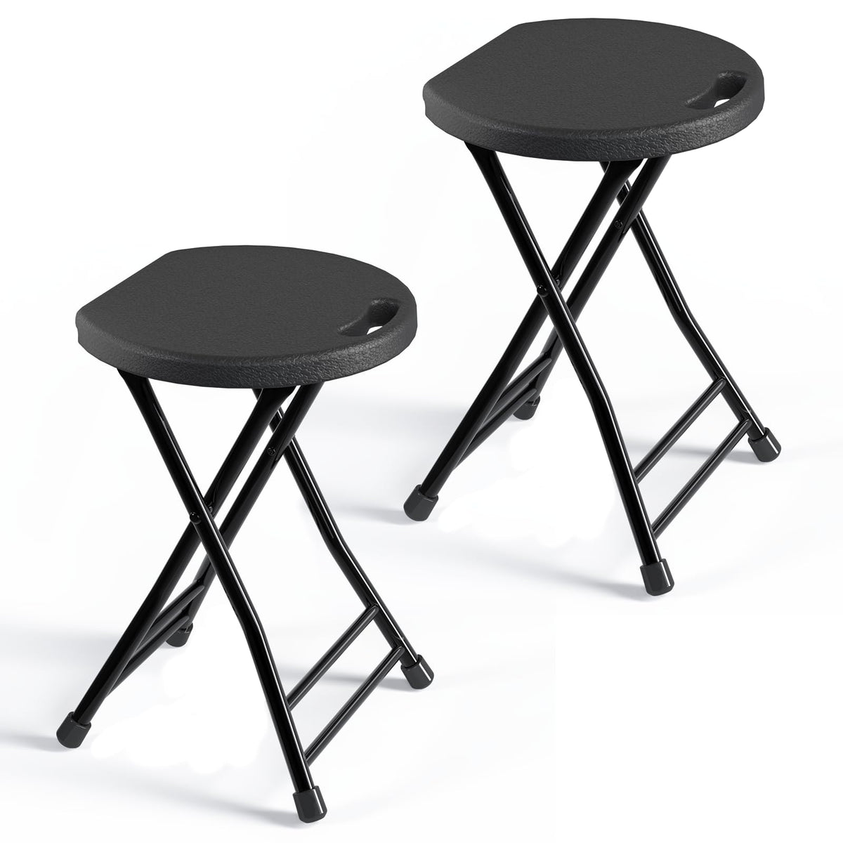 Black 18 Inch Folding Stool with Handle, Pack of 2 O880226