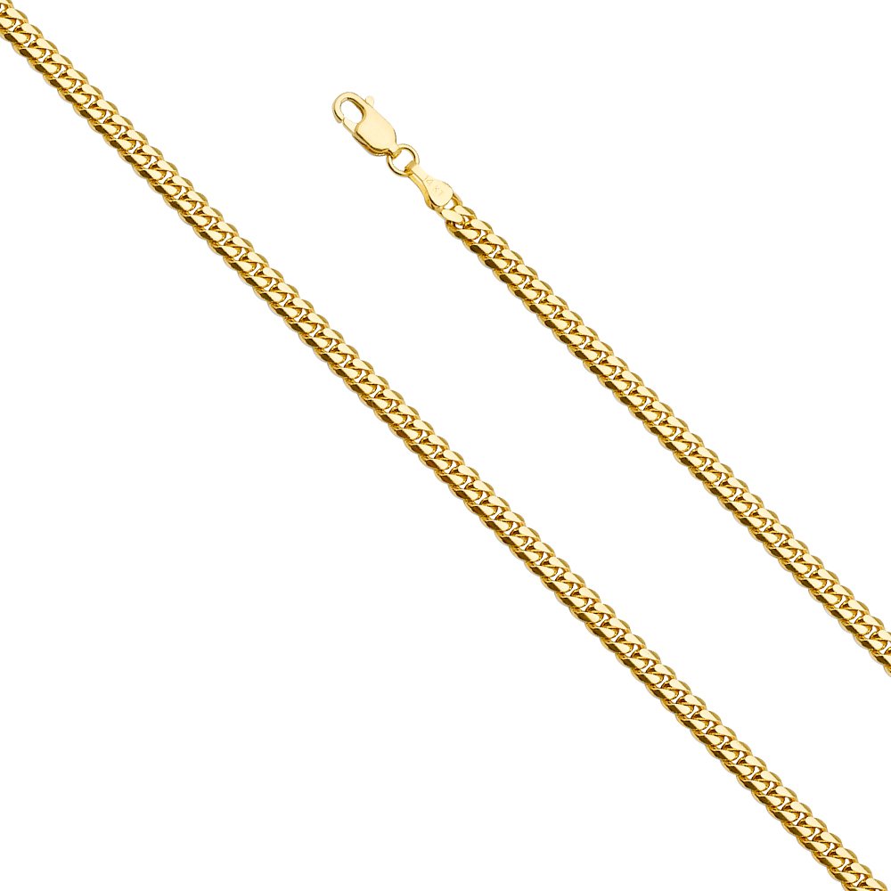 14k Yellow Gold Solid Cuban Curb Chain Necklace N6718