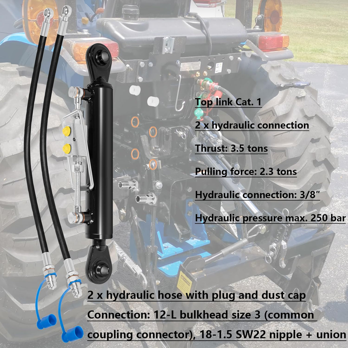 Hydraulic Top Link Cat 1-1 O255