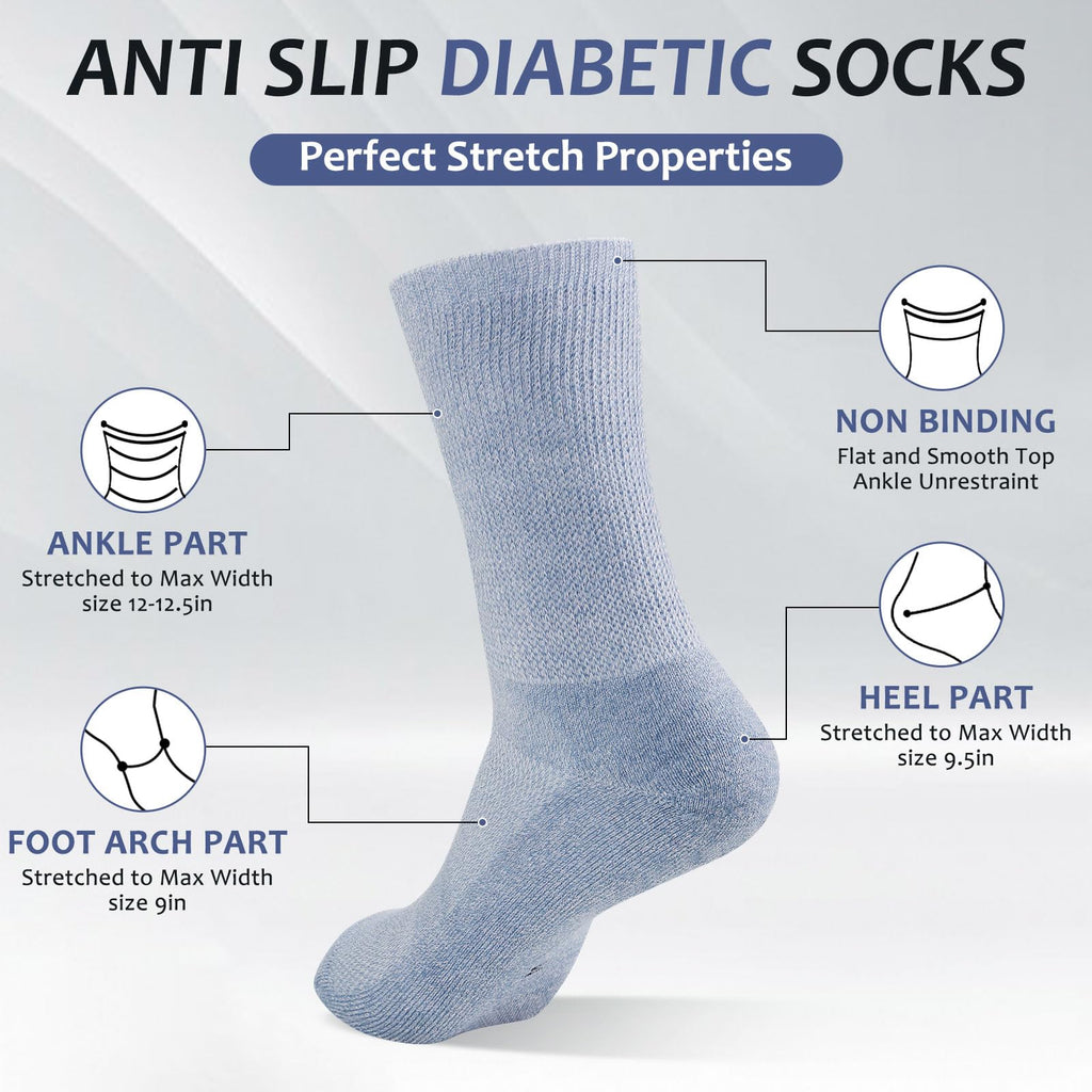 6 Pairs Non Binding Seamless Toe Crew Socks L9415