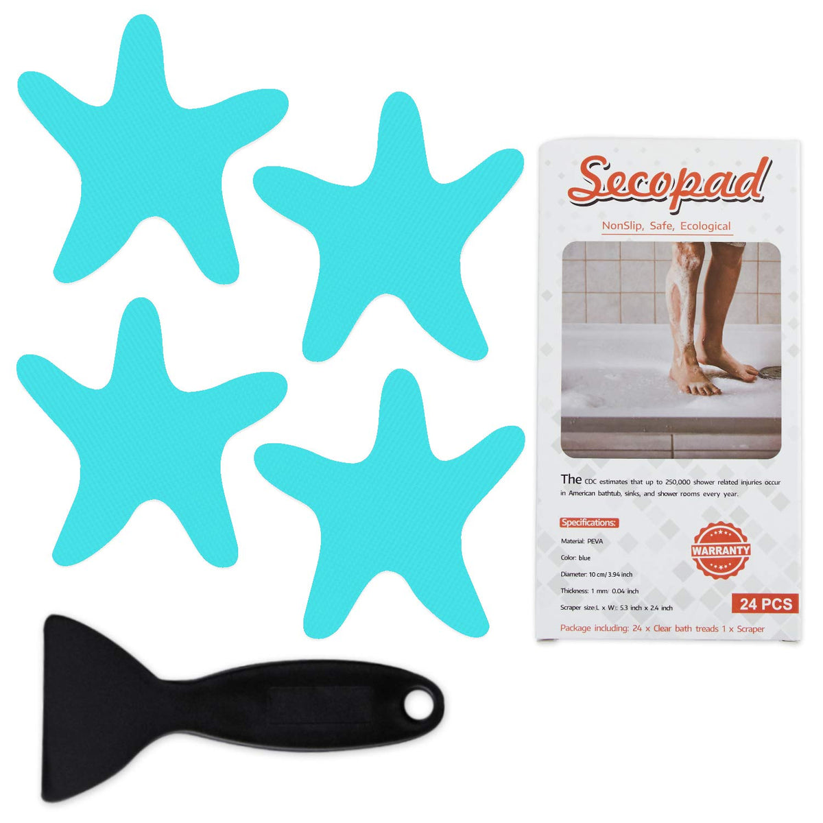Blue Non Slip Bathtub Stickers 24PCS Y4210