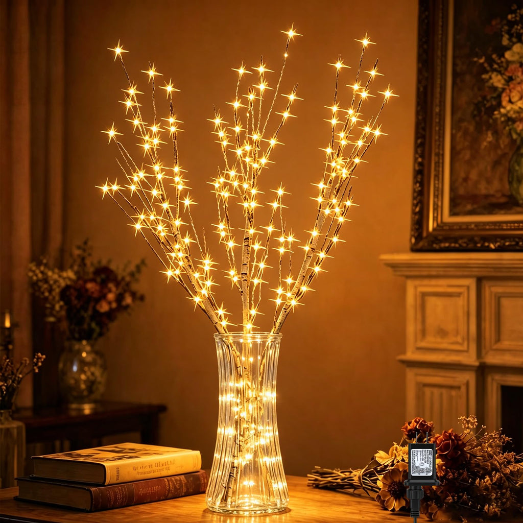 Lighted Birch Branches with Timer 33IN 180 LED Lights A10655