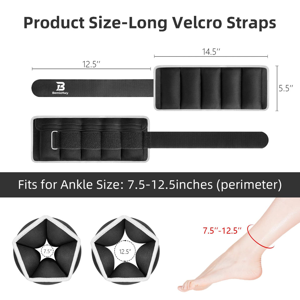 Adjustable Ankle Weights Set 1 Pair 2-10 lbs R3781