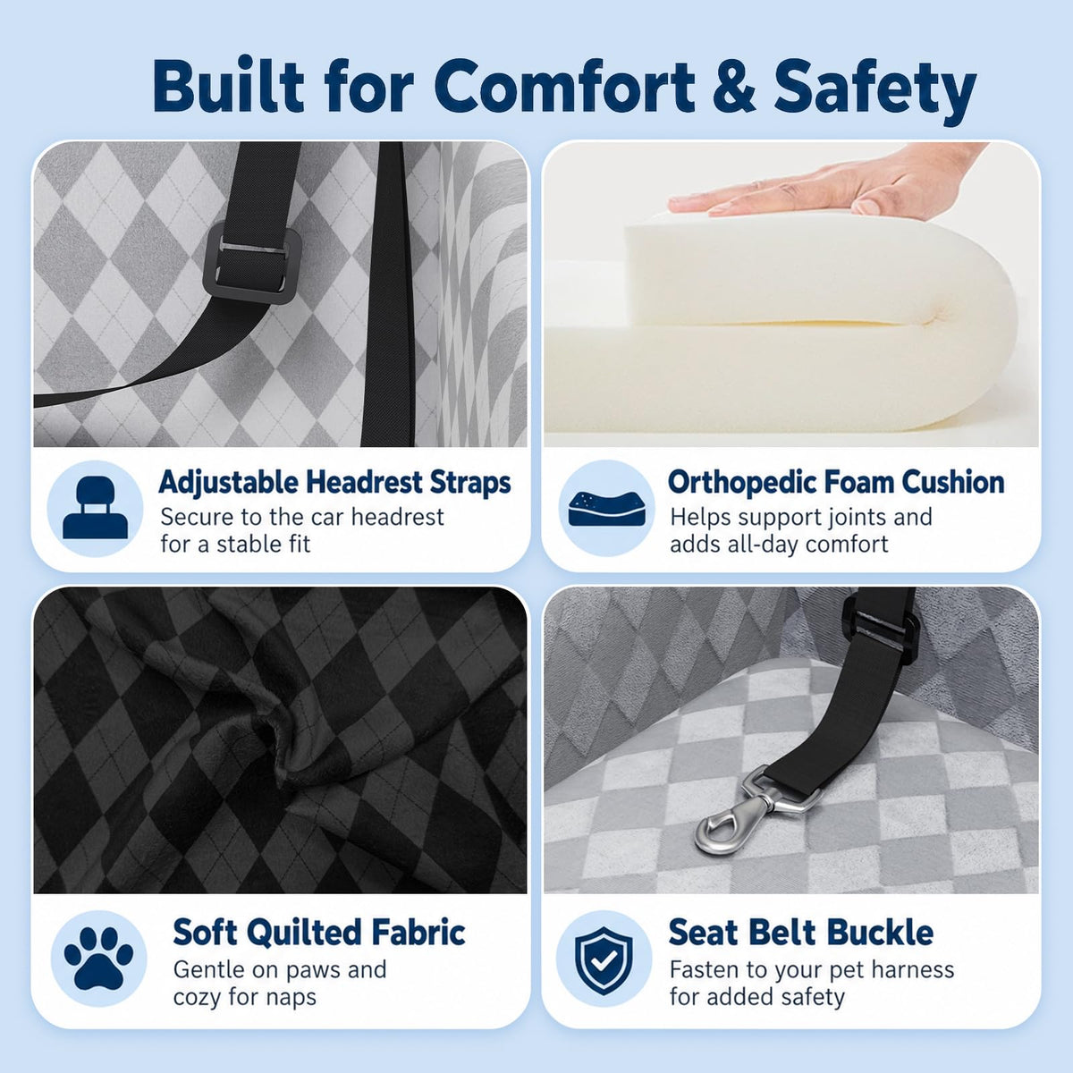 Medium & Large Dog Car Seat with Memory Foam Cushion B372995