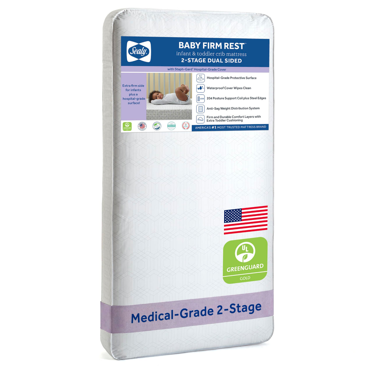 Infant & Toddler Crib Mattress, 204 Coils, Waterproof Breathable Z1422