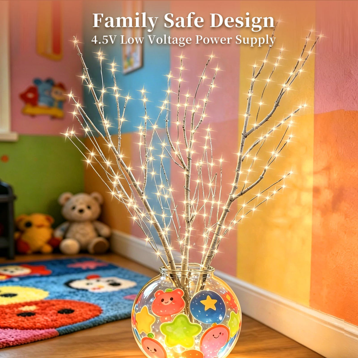 Lighted Birch Branches with Timer 33IN 180 LED Lights A10655