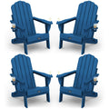 Folding Adirondack Chairs Set of 4 with 2 Cup Holders R411543