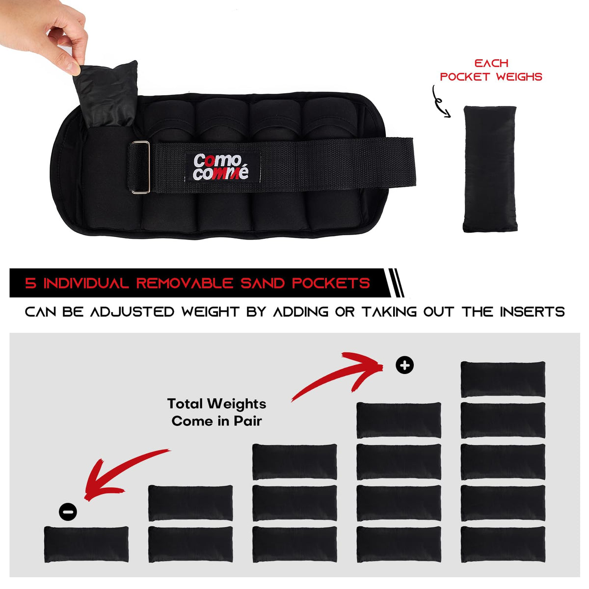 Adjustable Ankle Weights 2 3 5 lb 1 Pair V833