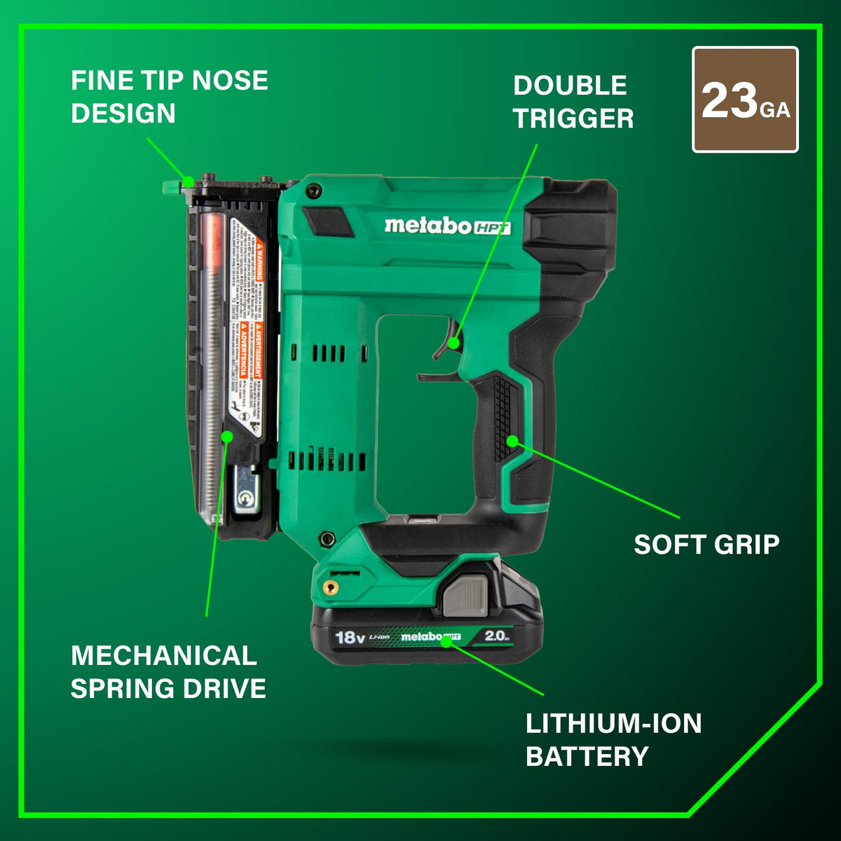23 Gauge Cordless Pin Nailer Kit L870