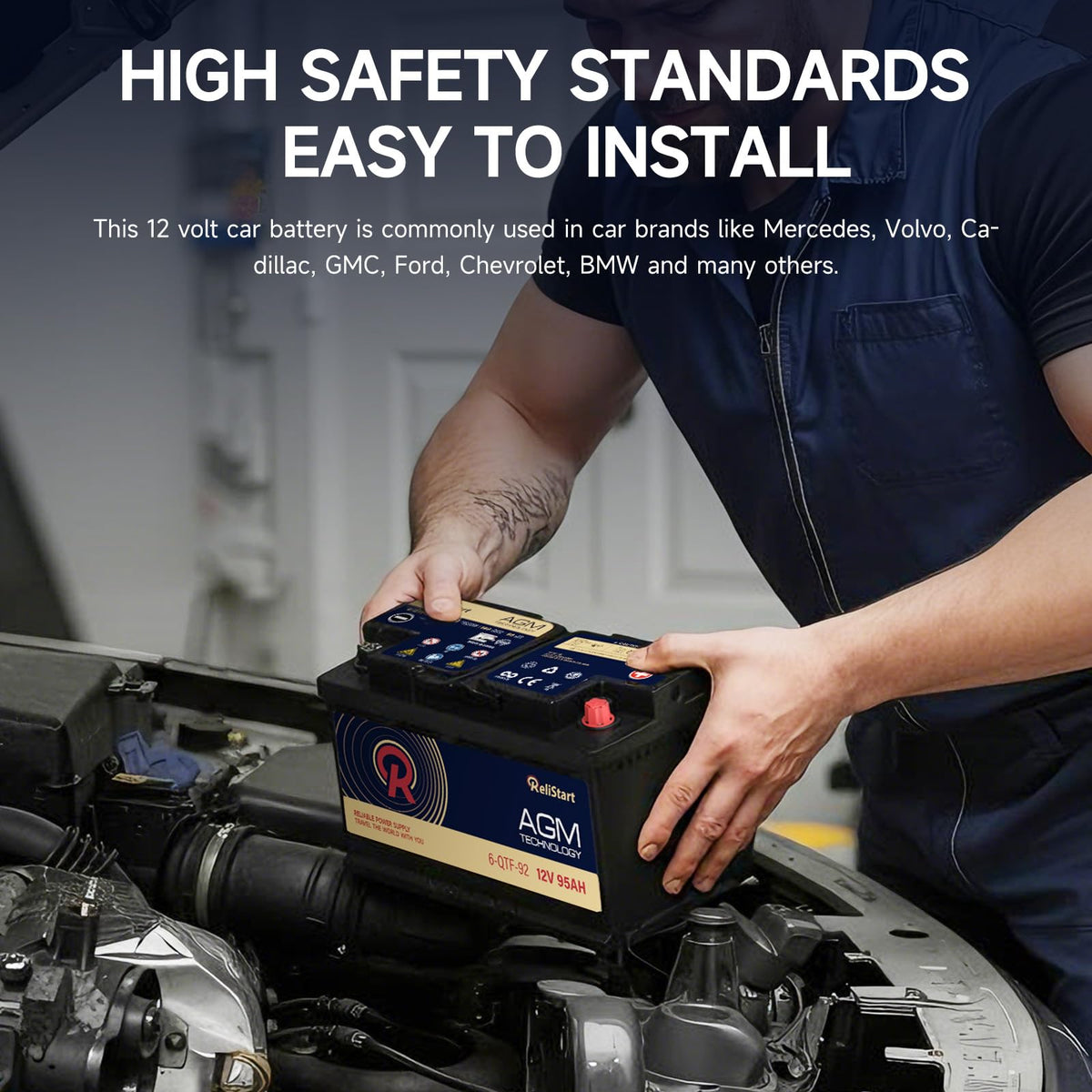 12V 95AH H8 Group 49 AGM Car Battery E734134