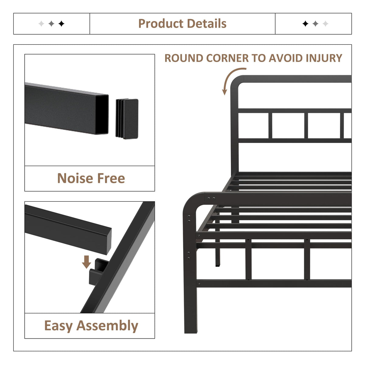 Twin Platform Bed Frame with Headboard and Footboard Q202