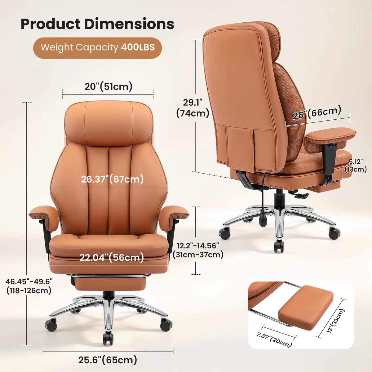 Big and Tall Office Chair with Inflatable Lumbar Support C511