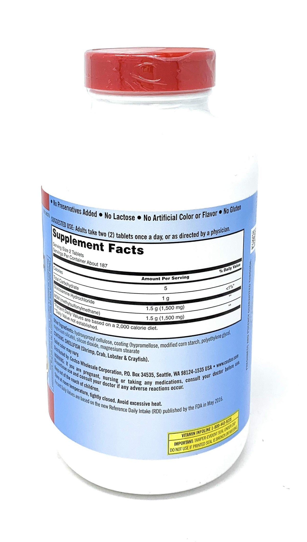 Extra Strength Glucosamine HCI 1500mg with MSM 1500mg 375-Count Tablets I461834