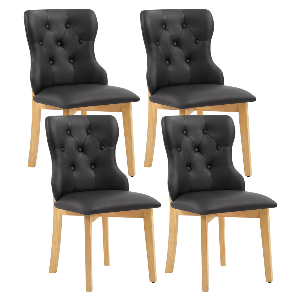 Black Upholstered Dining Chairs Set of 4 PU Leather F89617