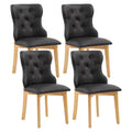 Black Upholstered Dining Chairs Set of 4 PU Leather F89617