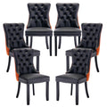 PU and Velvet Upholstered Dining Chairs with Solid Wood Legs Q68908
