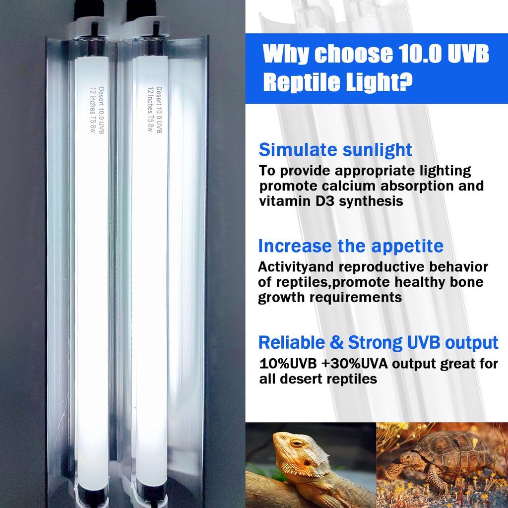 16 Watts 12 Inches T5 10.0 UVB Reptile Light Fixture P912
