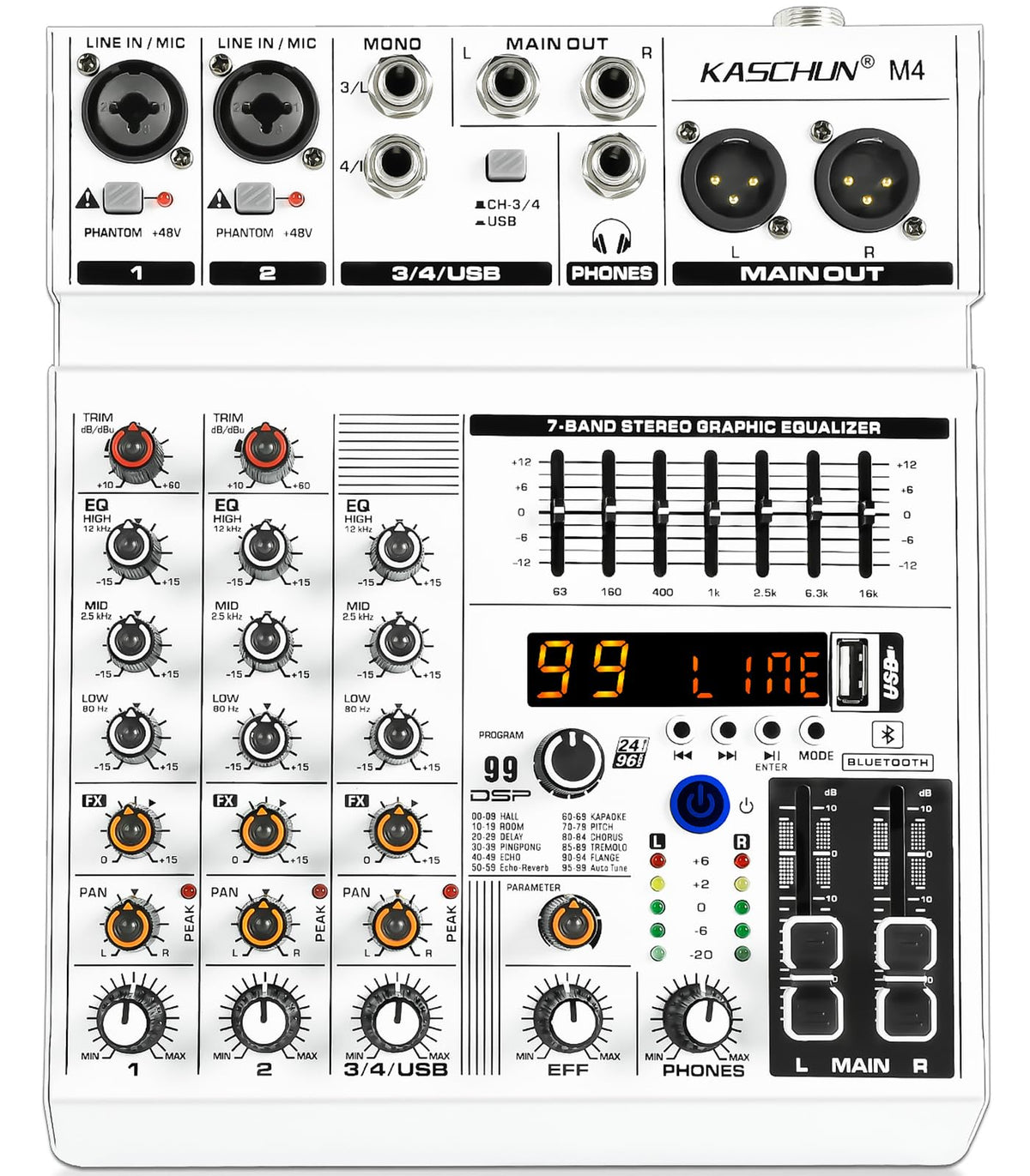 4-Channel Bluetooth Audio Mixer with XLR USB Interface T753730