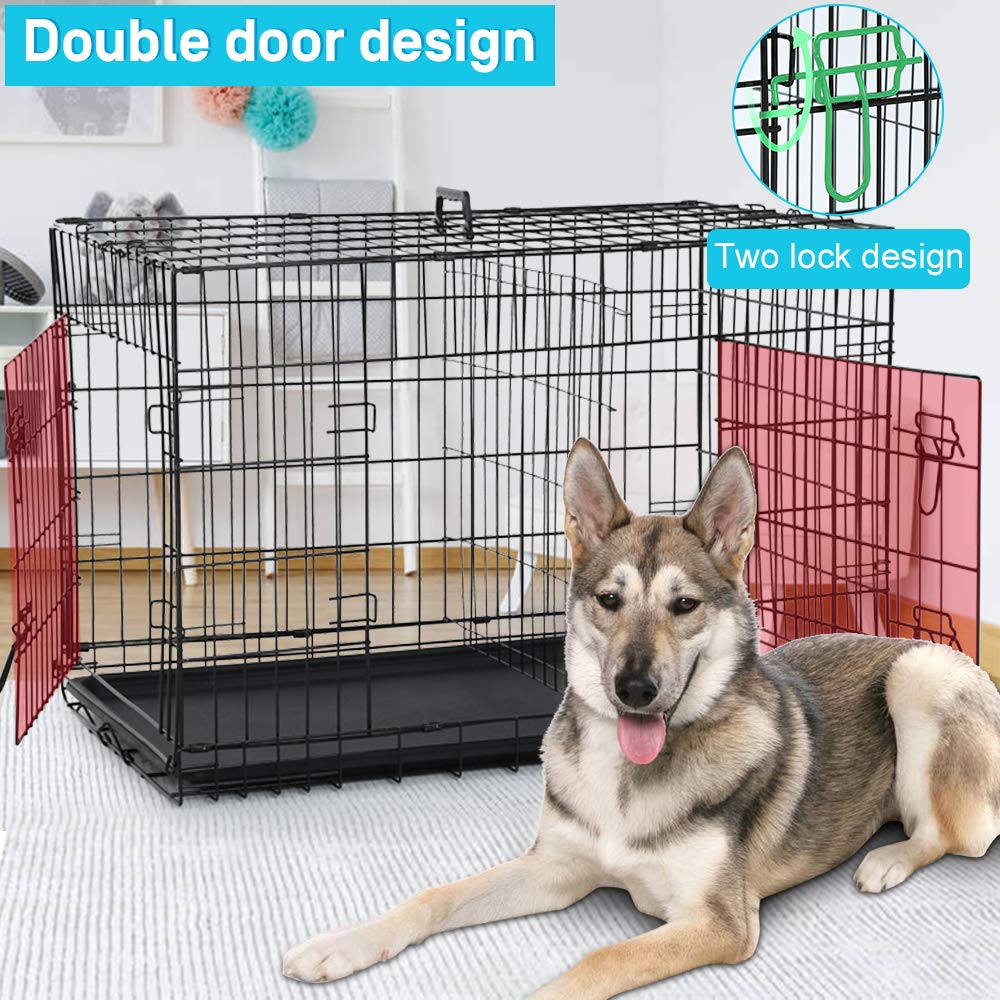 48 Inch Double-Door Dog Crate with Tray & Divider X861