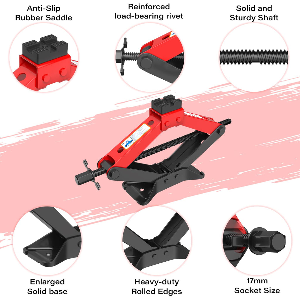3 Ton Heavy Duty Scissor Jack with Ratchet Wrench U478255