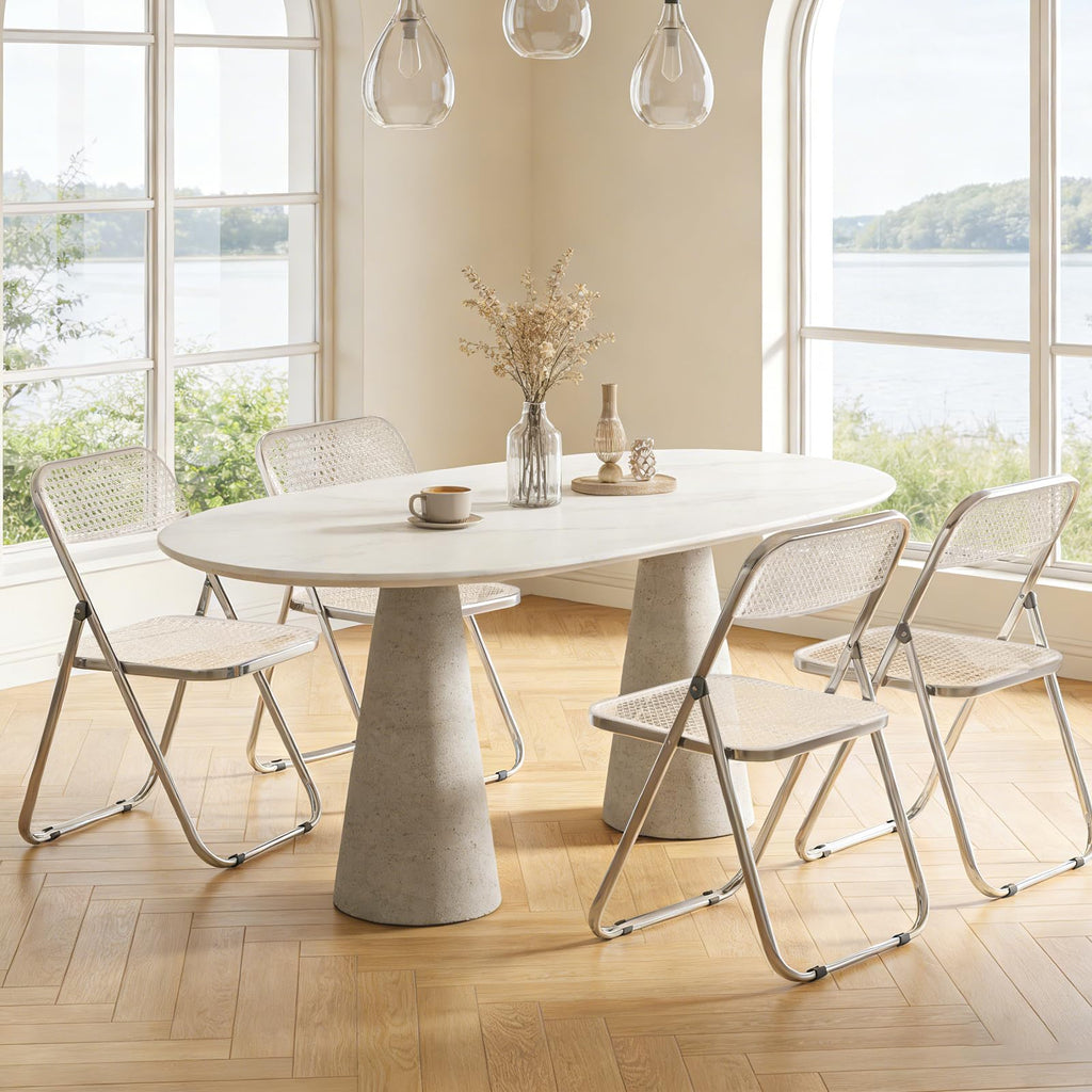 Folding Chair, 6 Pack Plastic Chair, White T349