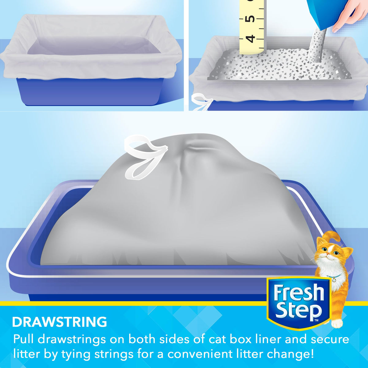 Unscented Drawstring Cat Litter Box Liners, 15 Ct R473