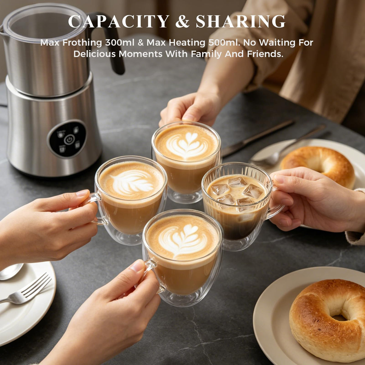 4-in-1 Electric Milk Frother and Steamer with Stainless Steel Jug C572799